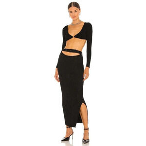 Aya Muse Maggie Cutout Skirt in Black X-Small New Womens Knit Midi